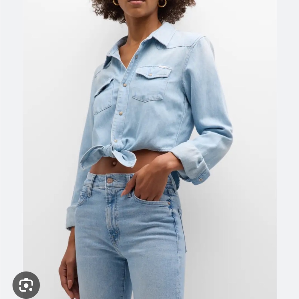 Mother knotted exes denim shirt long sleeve with front tie, sz.M, NWT
